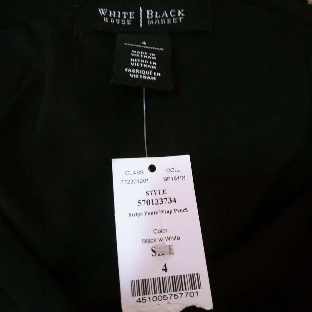 White House Black Market  Sz 4 Women's  Pencil Skirt  Stripe Ponte Faux Wrap - Picture 6 of 9